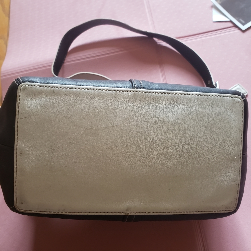 Vintage Y2K Coach Leather Legacy Demi Hobo Shoulder Dark Navy Blue & White 9564 - Picture 8 of 15